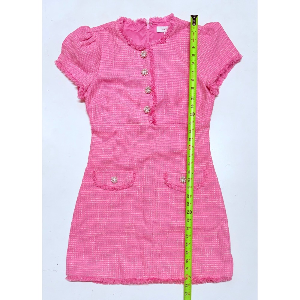 Likely Pink Tweed Mini Dress with Pearl Buttons
